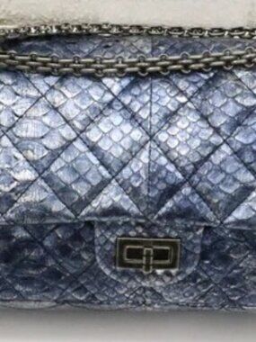 Chanel Blue/Silver Quilted Python Reissue 2.55 Classic Flap Bag 13874706